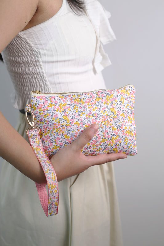 Wristlet Zip Pouch - Liberty Wiltshire Bud Pink